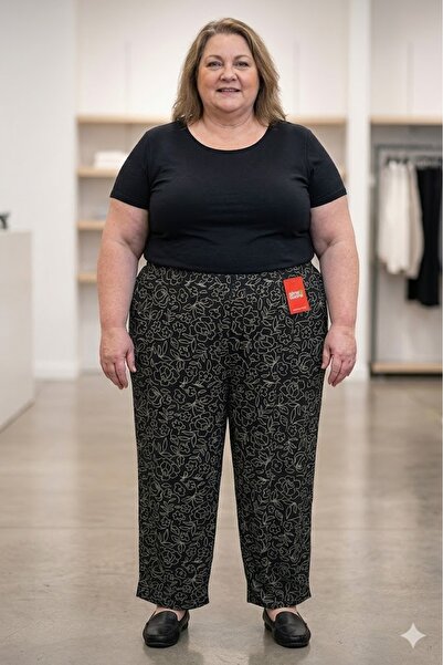 elma abone PANTALONI SUPER BATTAL FEMEI TURLU bumbac moale CU TALIE ELASTICĂ