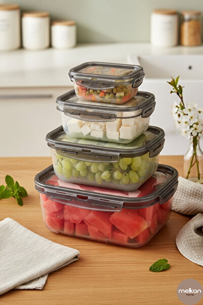 Melkan Home مجموعة حاوية تخزين قابلة للقفل وغطاء مكونة من 4 حاويات تخزين مدخن...