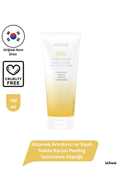 APOTHE Baku-Kaol™ Brightening Scrub Cleanser 100 ml Gözenek Görünümünü Arındı...