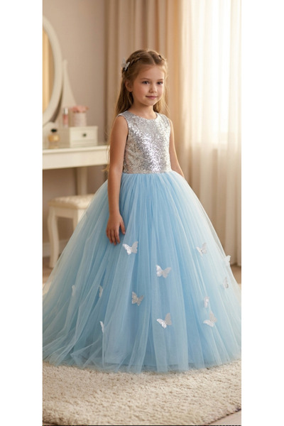 Seplin Fashion çocuk elbise prenses elbise kabarık tüllü payetli çocuk elbise...