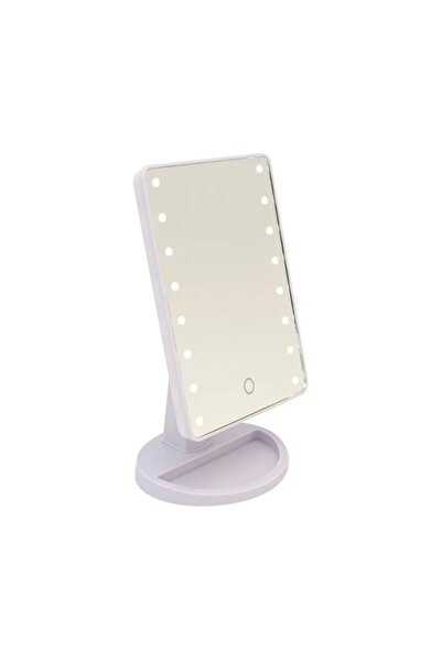 divendi-ro Oglindă albă cu suport pentru 16 becuri LED, plastic, alb