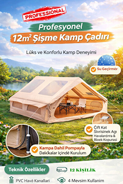 POBO 12 Kişilik Büyük Boy ŞİŞME Kamp Çadırı Plaj Tatil Deniz Çadır Oxford Kum...