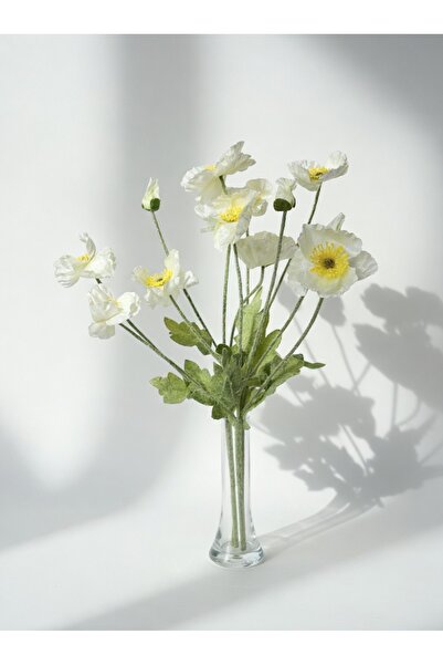 Luxe Floral Bouquet Gelincik 3 dal = 12 Çiçek (Tek Dalda 4 Baş) Dekoratif Yap...