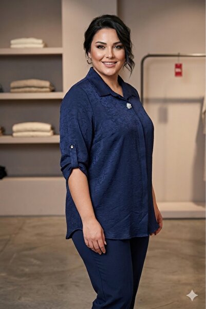 elma abone BLUZĂ DE DAMĂ MĂRIME MARE, DIN SATIN, CU BROȘĂ