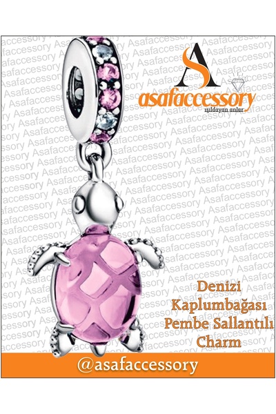 asaf Pembe kaplumbağa charm | Asafaccessory