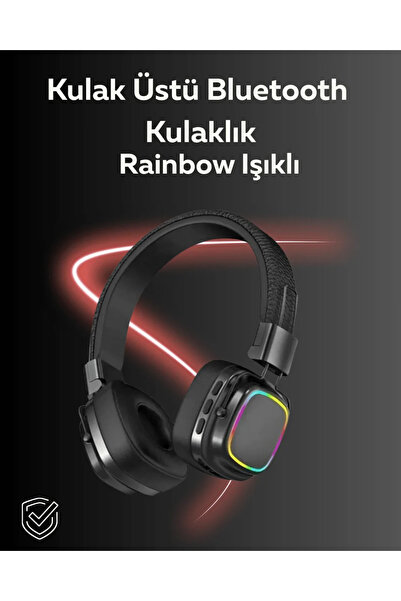 Kanonik Education سماعة رأس بلوتوث 5.3 فوق الأذن قابلة للطي مع ضوء RGB