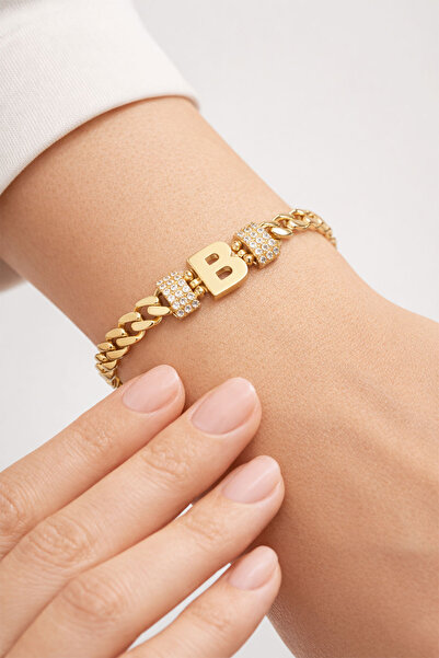 Bilezikci 14 Ayar Altın B Harfli Bileklik