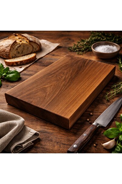 HİCOWOOD Premium Şef Tipi Doğal Ceviz Kesme Tahtası –40X25X5 CM – Lazerle Ücr...