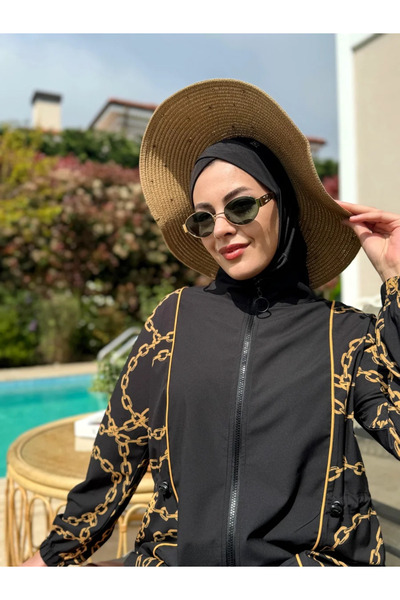 Moodbasic YENİ KADIN GOLD ZİNCİRLİ TESETTÜR MAYO SW36.267