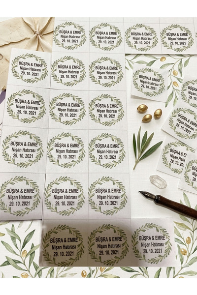 GÜVEN Nişan - Düğün Etiket Kağıt Baskı Evlilik Sticker Tek Sayfa Isme Özel Ya...