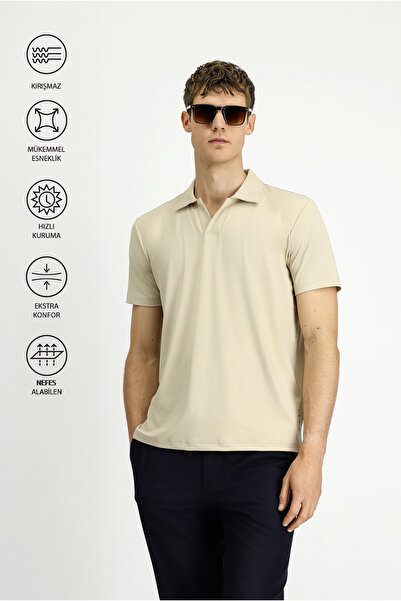 Kiğılı Μπλουζάκι Techno-Line με κανονική εφαρμογή Lycra με στάμπα με γιακά πόλο