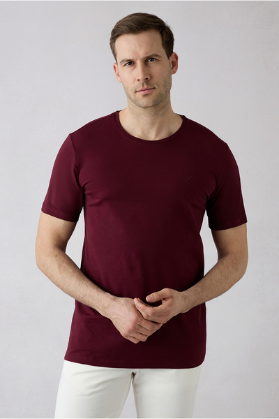 Kiğılı Bisiklet Yaka Slim Fit Dar Kesim Süprem Pamuklu Tişört