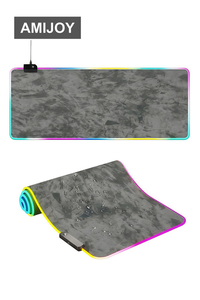 Amijoy لوحة ماوس مكتبية كبيرة الحجم بإضاءة RGB، 900 × 400 × 3 مم، لوحة ماوس أ...