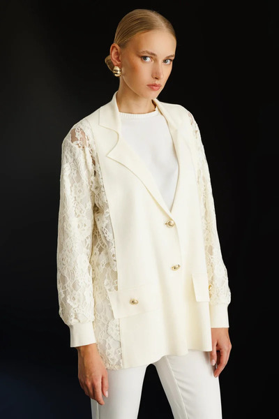 Ghisa YENİ KADIN DANTEL KUMAŞ MİXLİ TRİKO CEKET 26KÖRCKT3270