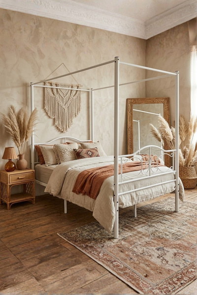 ARGİMO Pero Sultan Tek Kişilik Başlıklı Metal Karyola (CİBİNLİKSİZ) Beyaz