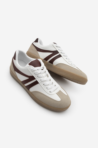 Marjin Kadın Sneaker Bağcıklı Düz Taban Spor Ayakkabı Tiyone Bordo