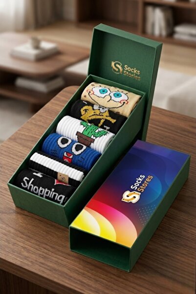 Esinti Men's Women's Socks Socket Long Socks Colorful Patterned Socks 6 Pieces