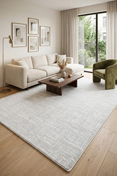 Ceremonyhome Beyaz Düz Renk Oturma Odası Halısı Ve Salon Halısı