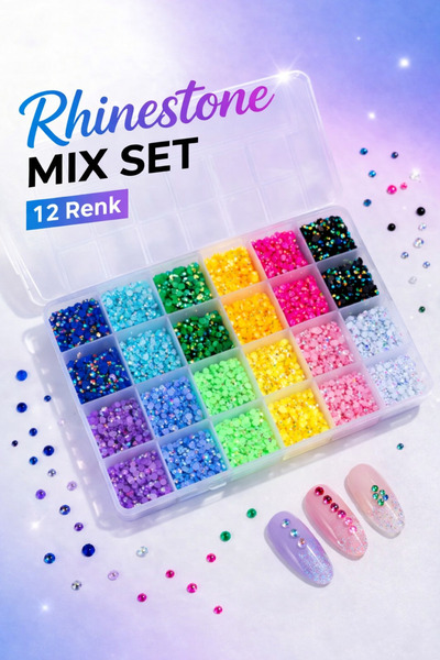 Nail Room Renkli Taş Set 24 lü - Tırnak Süsü - Tırnak Taşı Nail Art