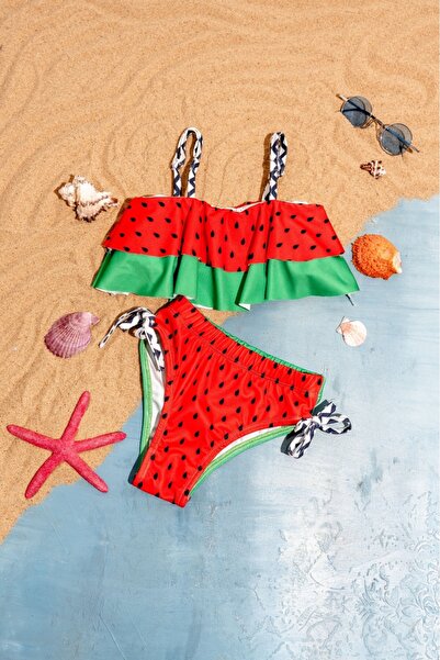 Minipodyum Devojčin bikini set sa uzorkom lubenice