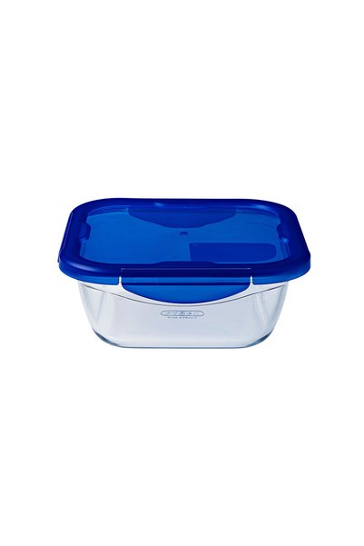 Pyrex Kare Kapaklı Saklama Kabı 1.9 L Mavi