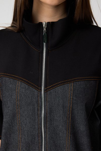 zitex Denim Detailed Comfortable Fit Tracksuit Set with Embellishments and Piping on the Sides
