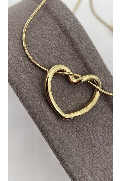 stainles steel Çelik düğümlü kalp kolye gold