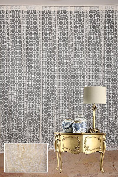 AKÇA TEKSTİL HALKALI KREM RENK TEK KANAT Dikilmiş Pileli Fon Perde 300*260 Cm