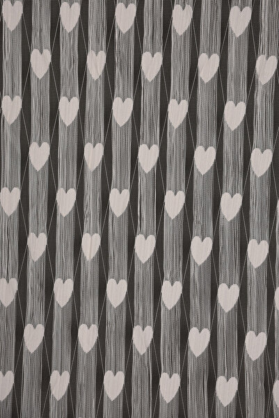 AKÇA TEKSTİL KALPLİ BİRLEŞİK MODEL KREM RENK İP PERDE HAZIR İP PERDE 300*280