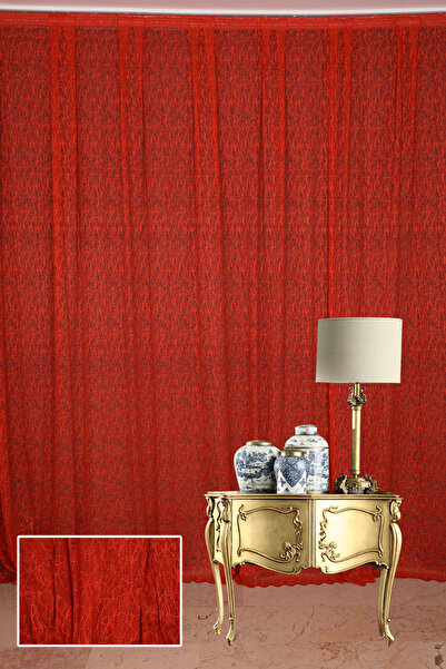 AKÇA TEKSTİL ÖRÜMCEK TÜL MODEL KIRMIZI RENK TEK KANAT Hazır dikilmiş Pileli F...