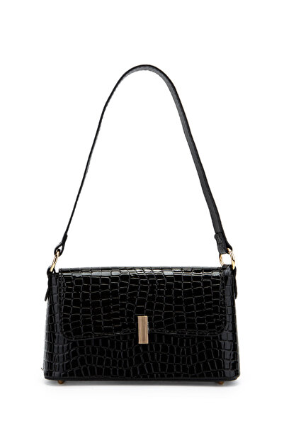 minebag حقيبة يد وكتف نسائية من كابلايد باجيت لارا حقيبة باللون الأسود كروكو