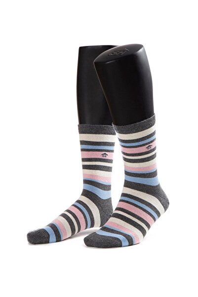 The Socks House Γυναικείες κάλτσες σε γκρι χρώμα με σχέδιο πολλαπλών γραμμών