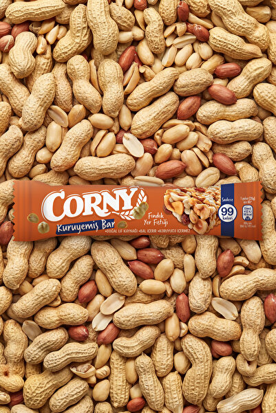 CORNY Fındıklı Yer Fıstıklı Doğal Lif Kaynağı Kuruyemiş Bar 20g x 12 Adet