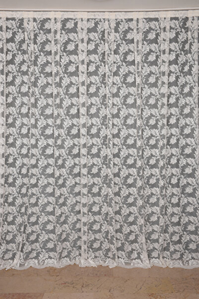 AKÇA TEKSTİL LEAF MODEL TUL CREAM COLOR SINGLE WING Ready Pleated Background ...