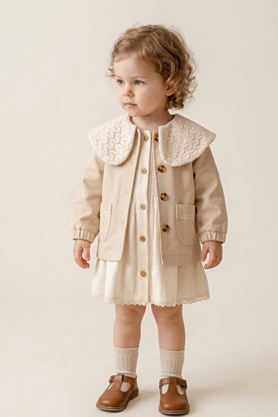 Bebezade Kız Bebek Vienna Ceketli Dantel Yakalı Elbise Takımı