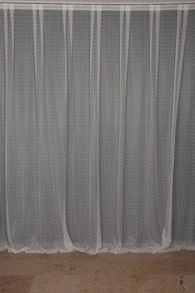 AKÇA TEKSTİL Sparse Dot Pattern Cream Color Single Panel Ready-Made Pleated Background Curtain 300*260