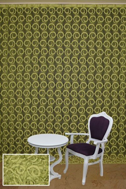 AKÇA TEKSTİL VAKKO MODEL YEŞİL RENK İP PERDE HAZIR DÜĞMELERİ DİKİLMİŞ İP PERD...