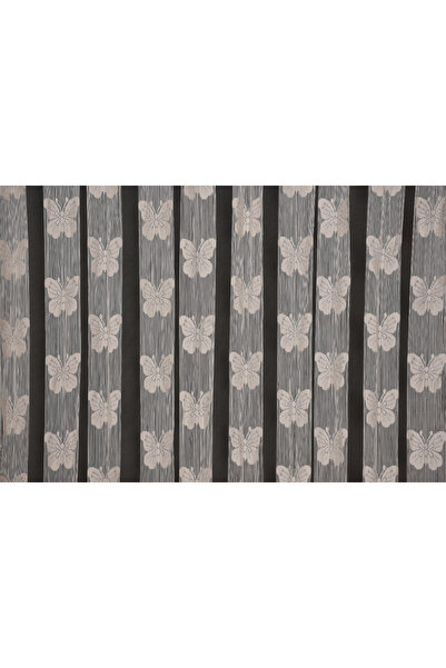 AKÇA TEKSTİL Kelebek  Modelkrem Renk Ip Perde Hazır Düğmeleri Dikilmiş Ip Per...