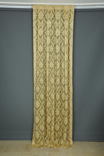 AKÇA TEKSTİL DAMAKS МОДЕЛ ЗЛАТИСТ ЦВЯТ ЕДНОКРИЛЕН Готов плисиран фонов завеса...