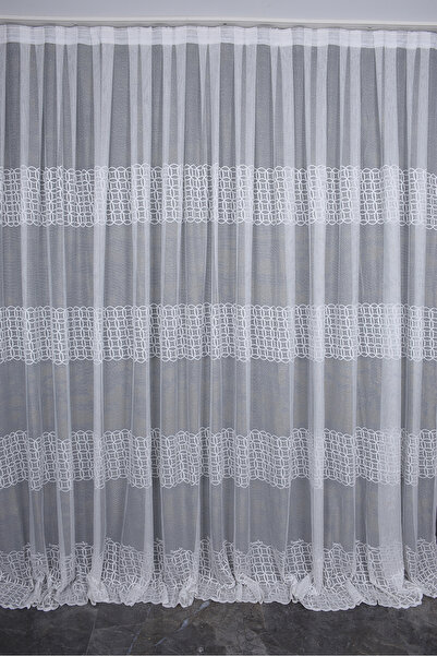 AKÇA TEKSTİL Κουρτίνα KDK 1380 ΣΧΕΔΙΟ ΛΕΥΚΟ ΧΡΩΜΑ ΜΟΝΟ ΦΛΑΝΤΙΣΤΟ Προετοιμασμέ...