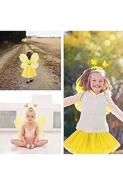 Arabest 4-Pack Girls Fairy Wings Costume Set with Headband, Butterfly Dress U...