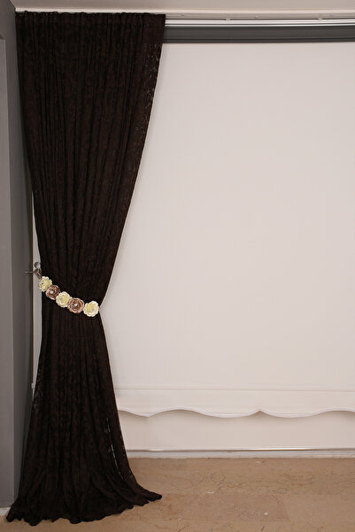 AKÇA TEKSTİL ستارة جاهزة للتركيب طراز سلطان 2 بلون بني غامق بتصميم طبقة واحدة...