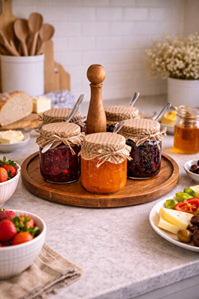 justwood Tek Katlı Ahşap Bayram Şekerliği & Çikolatalık, Servis Sunum Tabağı,...