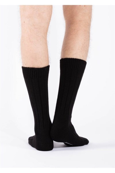 The Socks House Men's Black Derby Wool Socks