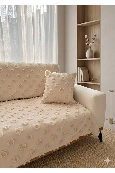 diabella غطاء كنبة منقوش بونبون 180*240 بيج