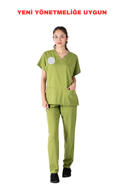LITTE Set unisex de uniforme medicale din lycra verde iarbă - Conform noului ...