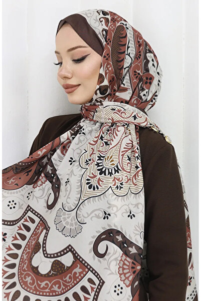 sefamerve Desenli Soft Şal 70314-06 Kahverengi Krem