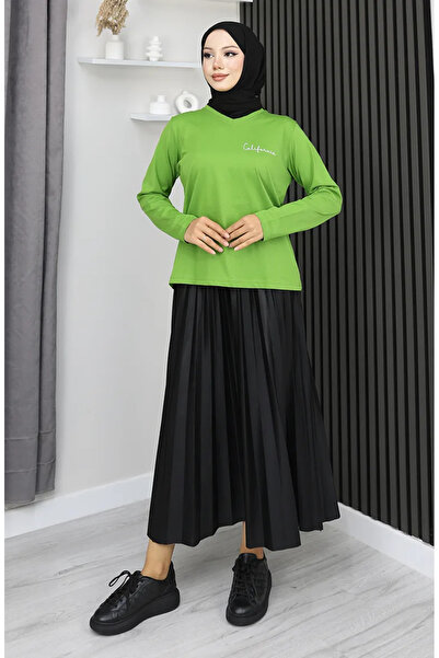 sefamerve بلوزة جيرسي رقمية مطبوع 1071-03 أخضر