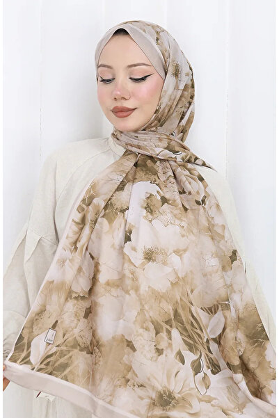 sefamerve Βαμβακερό σάλι με σχέδιο κουστούμι 70324-11 Μπεζ βιζόν