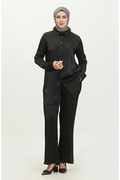 sefamerve Μαύρο Σετ χιτώνα και παντελόνι - 11304-04